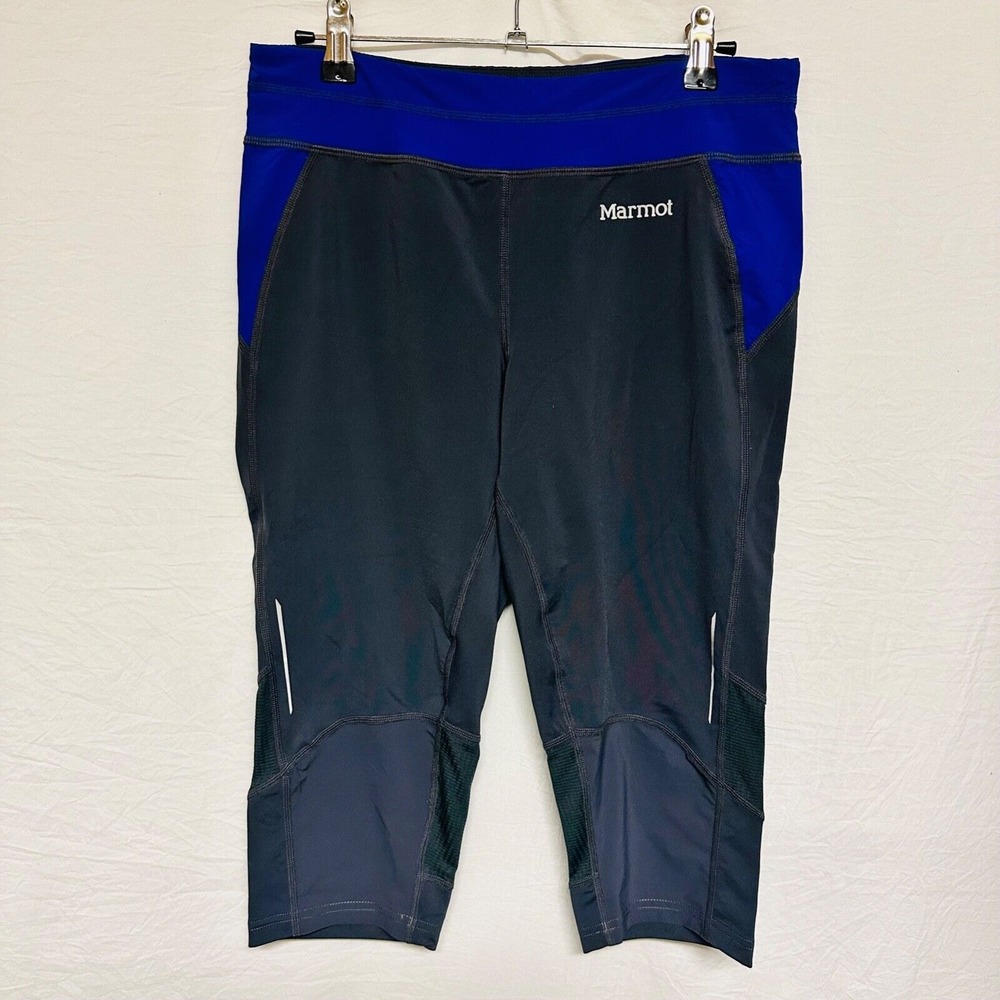 Marmot Womens Active Logo Hem Mid-Rise Capri Leggings Gray Purple Size Medium